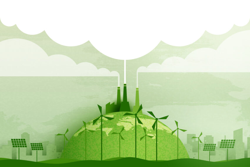 Illustrating showing green industry and renewable energy.